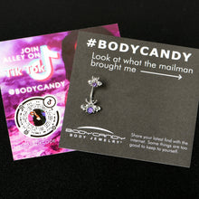 Load image into Gallery viewer, Purple Gem Bees Beautiful Insect Double Mount Belly Ring

