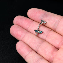 Load image into Gallery viewer, Blue Gem Simple Stylized Dragonfly Double Mount Belly Ring
