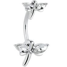 Load image into Gallery viewer, Clear Gem Simple Stylized Dragonfly Double Mount Belly Ring
