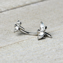 Load image into Gallery viewer, Clear Gem Simple Stylized Dragonfly Double Mount Belly Ring
