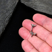 Load image into Gallery viewer, Clear Gem Simple Stylized Dragonfly Double Mount Belly Ring
