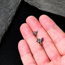 Load image into Gallery viewer, Purple Gem Simple Stylized Dragonfly Double Mount Belly Ring

