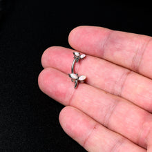 Load image into Gallery viewer, White Opalescent Simple Stylized Dragonfly Double Mount Belly Ring
