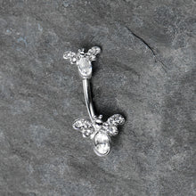 Load image into Gallery viewer, Clear Gem Fanciful Butterfly Double Mount Belly Ring

