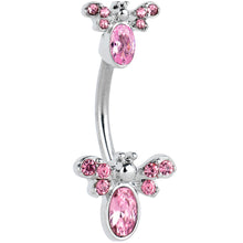 Load image into Gallery viewer, Pink Gem Fanciful Butterfly Double Mount Belly Ring
