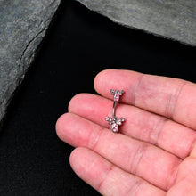 Load image into Gallery viewer, Pink Gem Fanciful Butterfly Double Mount Belly Ring
