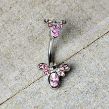 Load image into Gallery viewer, Pink Gem Fanciful Butterfly Double Mount Belly Ring
