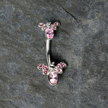 Load image into Gallery viewer, Pink Gem Fanciful Butterfly Double Mount Belly Ring
