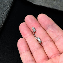 Load image into Gallery viewer, Clear Gem Art Deco Ovals Double Mount Belly Ring
