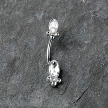 Load image into Gallery viewer, Clear Gem Art Deco Ovals Double Mount Belly Ring
