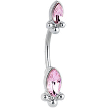 Load image into Gallery viewer, Pink Gem Art Deco Ovals Double Mount Belly Ring
