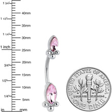 Load image into Gallery viewer, Pink Gem Art Deco Ovals Double Mount Belly Ring
