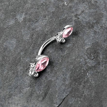 Load image into Gallery viewer, Pink Gem Art Deco Ovals Double Mount Belly Ring
