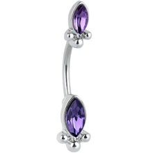 Load image into Gallery viewer, Purple Gem Art Deco Ovals Double Mount Belly Ring
