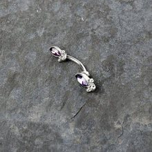 Load image into Gallery viewer, Purple Gem Art Deco Ovals Double Mount Belly Ring
