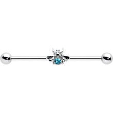 Load image into Gallery viewer, 14G Blue Gem Bee Beautiful Insect Industrial Barbell 38mm
