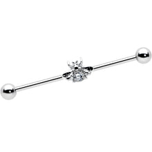Load image into Gallery viewer, 14G Clear Gem Bee Beautiful Insect Industrial Barbell 38mm
