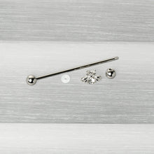 Load image into Gallery viewer, 14G Clear Gem Bee Beautiful Insect Industrial Barbell 38mm
