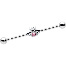 Load image into Gallery viewer, 14G Pink Gem Bee Beautiful Insect Industrial Barbell 38mm
