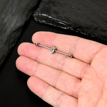 Load image into Gallery viewer, 14G Gem Deco Oval Industrial Barbell 38mm
