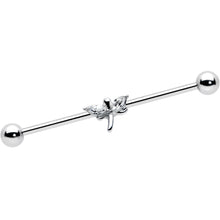 Load image into Gallery viewer, 14G Clear Gem Simple Stylized Dragonfly Industrial Barbell 38mm
