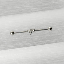 Load image into Gallery viewer, 14G Clear Gem Simple Stylized Dragonfly Industrial Barbell 38mm
