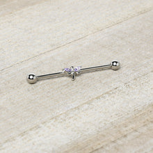 Load image into Gallery viewer, 14G Purple Gem Simple Stylized Dragonfly Industrial Barbell 38mm
