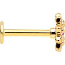 Load image into Gallery viewer, 16G 5/16 Pink Gem Gold Tone Starry Flower Labret Monroe Tragus
