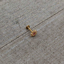 Load image into Gallery viewer, 16G 5/16 Pink Gem Gold Tone Starry Flower Labret Monroe Tragus
