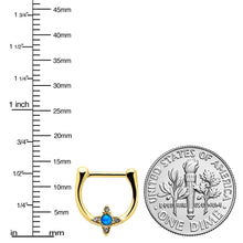 Load image into Gallery viewer, 16G 5/16 Blue Synthetic Opal Gold Tone Rhombus Cartilage Clicker
