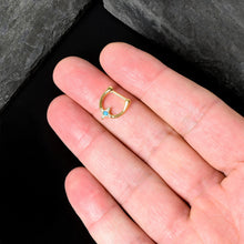 Load image into Gallery viewer, 16G 5/16 Blue Synthetic Opal Gold Tone Rhombus Cartilage Clicker
