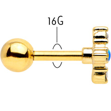 Load image into Gallery viewer, 16G 1/4 Blue Synthetic Opal Gold Tone Rhombus Cartilage Earring
