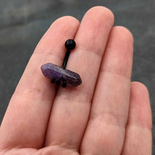 Load image into Gallery viewer, Purple Amethyst Stone Black Claw Belly Ring
