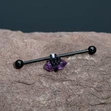 Load image into Gallery viewer, 14G Purple Amethyst Black Claw Industrial Barbell 38mm

