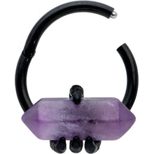 Load image into Gallery viewer, 16G 3/8 Purple Amethyst Black Claw Obelisk Hinged Segment Ring
