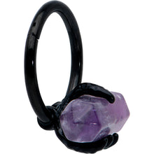 Load image into Gallery viewer, 16G 3/8 Purple Amethyst Black Claw Obelisk Hinged Segment Ring
