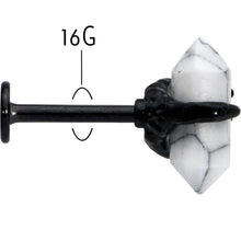 Load image into Gallery viewer, 16G 5/16 White Howlite Black Claw Obelisk Labret Monroe Tragus
