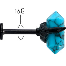 Load image into Gallery viewer, 16G 5/16 Blue Turquoise Black Claw Obelisk Labret Monroe Tragus
