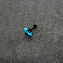 Load image into Gallery viewer, 16G 5/16 Blue Turquoise Black Claw Obelisk Labret Monroe Tragus
