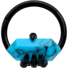 Load image into Gallery viewer, 16G 3/8 Blue Turquoise Black Claw Obelisk Hinged Segment Ring
