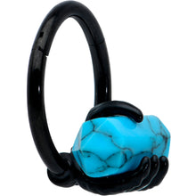 Load image into Gallery viewer, 16G 3/8 Blue Turquoise Black Claw Obelisk Hinged Segment Ring
