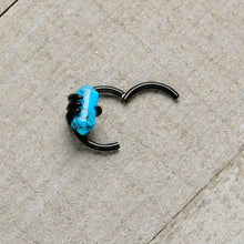 Load image into Gallery viewer, 16G 3/8 Blue Turquoise Black Claw Obelisk Hinged Segment Ring
