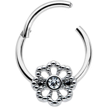 Load image into Gallery viewer, 16G 3/8 Clear Gem Epic Fabulous Flower Hinged Segment Ring
