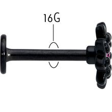 Load image into Gallery viewer, 16G 5/16 Pink Gem Black Midnight Flower Labret Monroe Tragus
