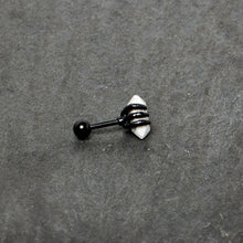 Load image into Gallery viewer, 16G 1/4 White Howlite Black Claw Obelisk Cartilage Earring
