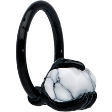 Load image into Gallery viewer, 16G 3/8 White Howlite Black Claw Obelisk Hinged Segment Ring
