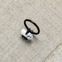 Load image into Gallery viewer, 16G 3/8 White Howlite Black Claw Obelisk Hinged Segment Ring
