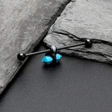 Load image into Gallery viewer, 14G Blue Turquoise Black Claw Industrial Barbell 38mm
