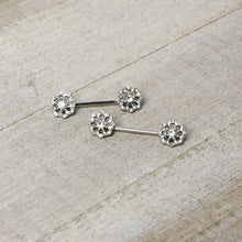 Load image into Gallery viewer, 14G 9/16 Clear Gem Epic Fabulous Flower Barbell Nipple Ring Set
