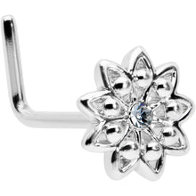 Load image into Gallery viewer, 20G 7mm Clear Gem Elegant Starry Flower L Shape Nose Ring
